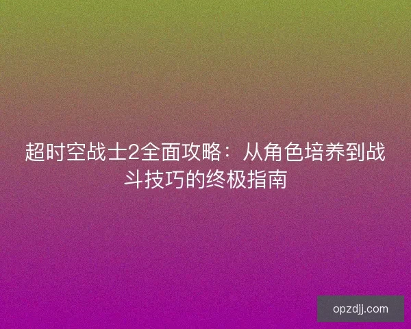 超时空战士2全面攻略：从角色培养到战斗技巧的终极指南