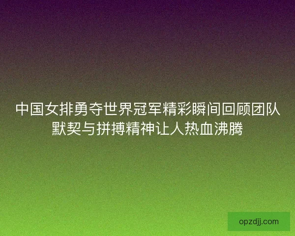中国女排勇夺世界冠军精彩瞬间回顾团队默契与拼搏精神让人热血沸腾