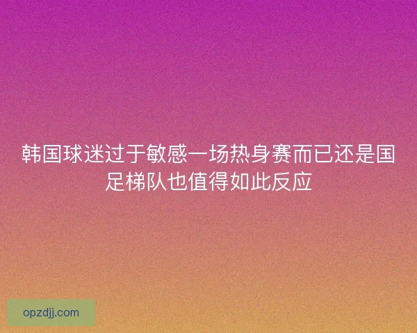 韩国球迷过于敏感一场热身赛而已还是国足梯队也值得如此反应