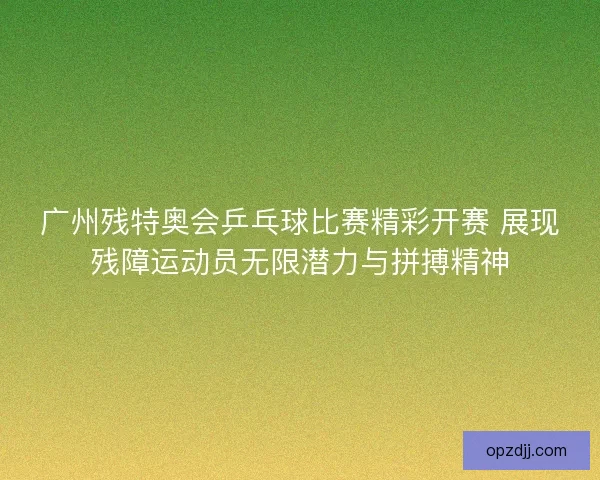 广州残特奥会乒乓球比赛精彩开赛 展现残障运动员无限潜力与拼搏精神