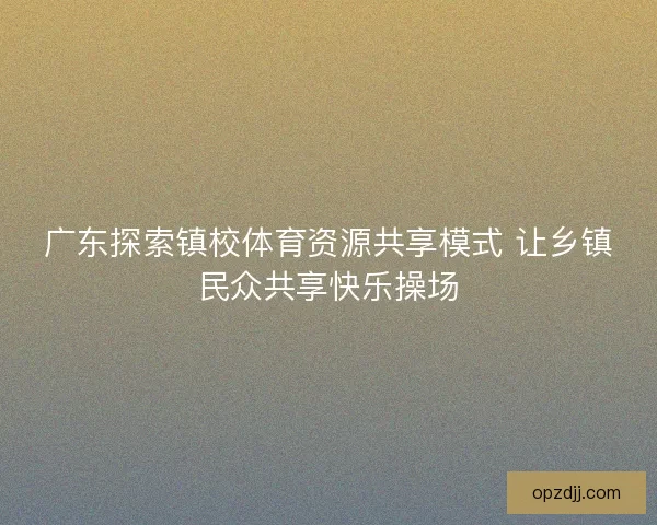 广东探索镇校体育资源共享模式 让乡镇民众共享快乐操场